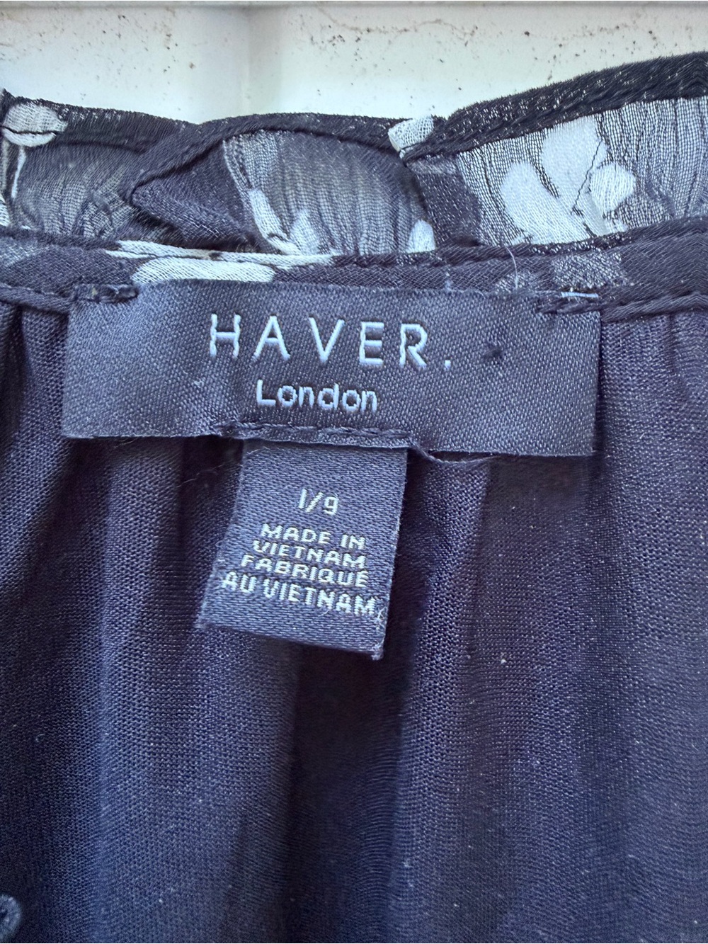 HaverBlack Floral Tie-Front Blouse- Top Button down - V-neck -short sheer sleeve - Picture 2 of 15